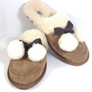 UGG Hafnir Pom Pom Slippers Size 11